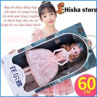 Búp bê Barbie cỡ lớn cao 60cm có khớp xoay 360, búp bê công chúa dạ hội xinh xắn cho bé gái - Hisha store