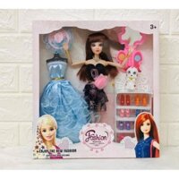 BÚP BÊ BARBIE và TỦ GIÀY VÁY MŨ THỜI TRANG CÙNG HỘP TRANG ĐIỂM