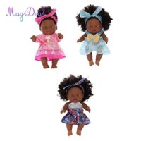 Búp bê bé gái châu Phi MagiDeal Handmade Bao gồm trang phục cao cấp Quà tặng sinh nhật với bộ sưu tập trang phục cho trẻ em Trẻ em