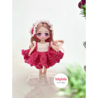 Búp Bê BJD 16cm mặc váy len handmade kèm phụ kiện( như hình)