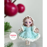 Búp Bê BJD 16cm mặc váy len handmade kèm phụ kiện( như hình)
