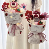 Búp bê bó hoa dâu tây sang trọng Món quà sinh nhật búp bê dễ thương