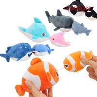 Búp bê cá mập cá heo DARON, Mô hình nụ hôn mô hình động vật biển Đồ chơi sang trọng, Cá Orca mới lạ Cha mẹ và con cái Thú nhồi bông Dây kéo Đồ chơi trẻ em sang trọng