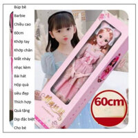 Búp Bê cho bé, búp bê Barbie 60cm có nhạc,khớp tay chân,có hộp qùa tặng và phụ kiện đi kèm đồ chơi cho bé,trẻ em,trí tuệ