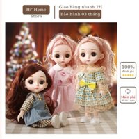 Búp bê công chúa 3D chibi đồ chơi bé gái cỡ 16cm kèm phụ kiện thú cưng, đồ bác sĩ, xe đẩy siêu thị, xe đạp