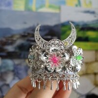 Búp bê dân tộc Miao thủ công BJD tỷ lệ 1/6 1/8, trang sức bạc, mũ đội đầu cho bé gái Miao, phụ kiện cho búp bê Barbie SP Lingdie