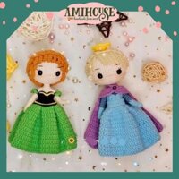 Búp bê Elsa, Anna bằng len móc handmade cho bé, búp bê công chúa cho bé, 100% sợi cotton - Ami Hous