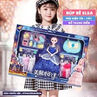 Búp bê elsa, đồ chơi búp bê kèm túi phụ kiện trang điểm quần áo