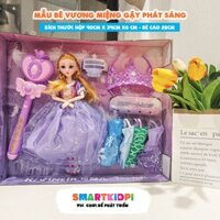 Búp bê elsa loại đẹp kèm gậy phát sáng, vương miệng công chúa, quần áo thay thế cho búp bê