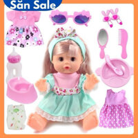 Búp Bê Em Bé , Biết Nói , Cười +( Tặng Phụ Kiện 15 PCS) Áo Xanh