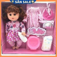 Búp Bê Em Bé Đáng Yêu Biết Cười ,Nói , Hát Tặng Phụ Kiện Kèm Theo(Tóc Xoăn)