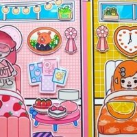 Búp bê giấy toka world quiet book / tota girl girlfriend strawberry orange villa làm gói vật liệu tự làm đồ chơi