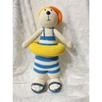 Búp bê handmade móc sợi cotton nhồi bông Chú chuột đi bơi