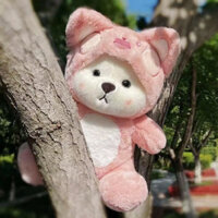 Búp bê hình gấu hồng Búp bê bông mềm mại thân thiện với da Quà tặng sinh nhật cho bé gái ngọt ngào