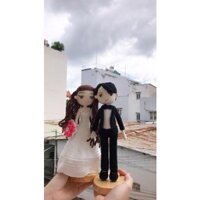 Búp bê len handmade-Cặp đôi cô dâu chú rể