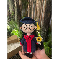 Búp bê len tốt nghiệp tóc đen ngắn/dài đeo kính (Ảnh thật)🪴
