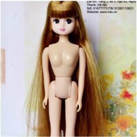 Búp bê Licca chính hãng body dẻo có khớp ẩn, tóc vàng nâu, có mái - 350k