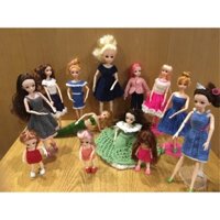 Búp bê mặc váy len móc thủ công