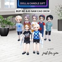 Búp bê nam BJD xinh mắt 3D, cao 30cm có khớp xoay cử động linh hoạt, đồ chơi búp bê bé gái bé trai - Doll & Candle Gift