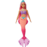 Búp bê nàng tiên cá Barbie Dreamtopia với thân hình cong, tóc hồng, đuôi ombre hồng & phụ kiện vương miện