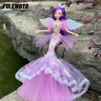 Búp bê nàng tiên cá FULEWOTO, Đồ chơi trang điểm nhiều khớp, Đồ chơi thủ công 45cm hợp thời trang DIY với Váy đuôi cá đính cườm Quà tặng đồ chơi cô gái
