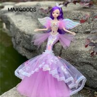 Búp bê nàng tiên cá MAXGOODS, Đồ chơi trang điểm thủ công DIY, Đôi cánh cổ tích hợp thời trang với Váy đuôi cá đính cườm Đa khớp Đồ chơi cô gái Quà tặng