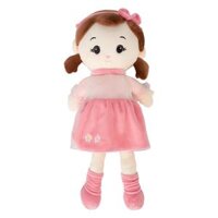 Búp bê nhồi bông nhí tóc bím nơ hồng Animo C310 (TĐ)