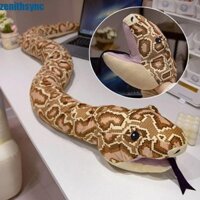 Búp bê rắn nhồi bông ZENITHSYNC, Đồ chơi nhồi bông hình con rắn khổng lồ dài mô phỏng, Quà tặng trang trí nhà rắn hổ mang kèm găng tay Đồ chơi rối tay động vật Sinh nhật