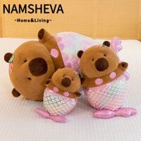 Búp bê sang trọng NAMSHEVA, Đồ chơi lông tơ 35 / 50cm sáng tạo, Búp bê thú nhồi bông Capybara nàng tiên cá dễ thương thú vị