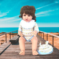 Búp Bê Thân Nhựa Mềm 55 cm = 22 inch Bé Gái Ăn Ngón Tay Reborn Body Full Vynil doll PVN4597