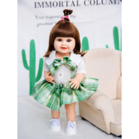 Búp Bê  Thân Nhựa Mềm Mại KEIUMI Bé Đào Áo Nơ Xanh 55 cm = 22 inch Reborn Silicon Vinyl Doll PVN6425