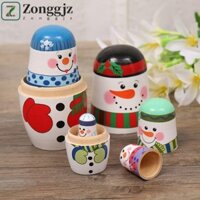 Búp bê ZONGGJZ Xmas Matryoshka, 5 Cái / bộ Búp bê Nga người tuyết mịn màng, Búp bê xếp chồng bằng gỗ an toàn dễ thương cho trẻ em