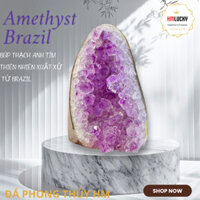 Búp Đá Thạch Anh Tím Tự Nhiên,Hốc Thạch Anh Tím Tinh Thể,Đá PhongThủy Nhiều Size Cỡ(Tặng Kèm Đế Gỗ)