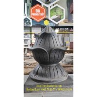 Búp sen đá granite đen Huế, Sen đá trang trí mộ, đền thờ, cột trụ, cao 51cm rộng 35,5cm (Viên)