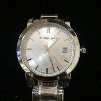 Burberry The City 38mm, dây thép, vỏ bạc, mặt trắng