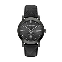 BURBERRY WATCH SWISS MADE BLACK LEATHER BU9906, 42MM