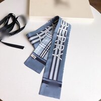 Burberry1254 Phong Cách Mới Kẻ Sọc Twill Lụa Dài Ruy Băng Streamer Thư Lụa Khăn Buộc Túi Tóc Khăn