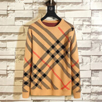 Burberry1349 Áo Len Nam Cổ Tròn Chui Đầu Kẻ Sọc Co Giãn Ấm Áp Áo Len Cashmere Nam Cao Cấp Áo Len