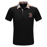 Burberry1349 Áo Sơ Mi POLO Tay Ngắn Nam Cotton Nguyên Chất Kiểm Tra Khâu Tay Ngắn Cao Cấp Áo Sơ Mi POLO Cao Cấp