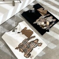 Burberry2024 In Hình Dạo Phố Rời Mùa Hè Tay Ngắn Nam Nữ Cặp Đôi Áo