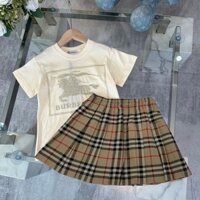 Burberry2506 Brother Sister Suit Hai Mảnh Quần Short Tay Ngắn Váy Phù Hợp Với Nam Nữ