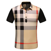 Burberry2601 Mùa Hè Ve Áo Ngắn Tay Thời Trang Kẻ Sọc Áo Thun Nam Cotton