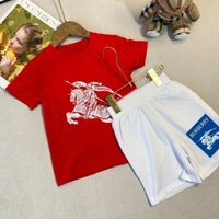 Burberry3025 Thể Thao Cotton Ngắn Tay Quần Short Hai Mảnh Quần Áo Trẻ Em Thời Trang Bé Trai Bé Gái