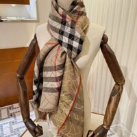 Burberry3025 Thu Đông Phong Cách Mới Lụa Vàng Chủ Đề Nữ Ấm Áp Tất Cả Trận Đấu Khăn Choàng Kép Dài Mỏng Khăn