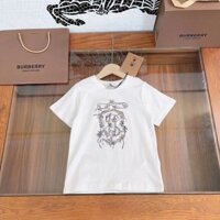 Burberry4065 Mùa Hè Áo Thun Trẻ Em Tay Ngắn Cổ Tròn Chui Đầu Đẹp Trai Nam Nữ Đáy Áo Sơ Mi Top