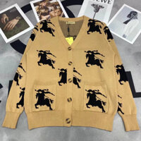 Burberry6319 Áo len phong cách mới Áo len cổ chữ V Áo khoác nữ dáng rộng