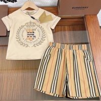 Burberry6515 Trẻ Em Mùa Hè Nam Nữ Bé Mới Phù Hợp Với Quần Short Tay Ngắn Hai Mảnh
