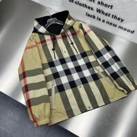 Burberry6525 Áo khoác chở hàng thông thường Áo khoác nam nữ được kiểm tra sang trọng có mũ trùm đầu phù hợp