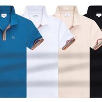 Burberry7435 Công Sở Áo Sơ Mi polo Thêu Nguyên Chất Cotton Ve Áo Nam Tay Ngắn