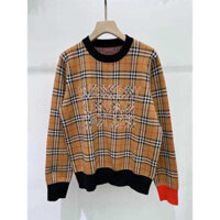 Burberry7438 Phong Cách Mới Cổ Điển Kẻ Sọc Màu Áo Len Dệt Kim Phù Hợp Với Nữ